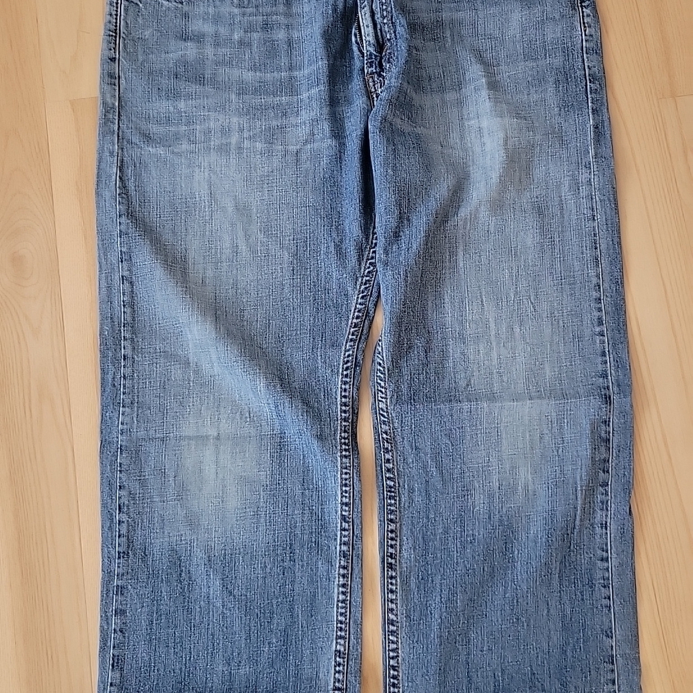 Levi’s 505 Jeans 36x32 Men’s Regular Fit Blue Denim Straight Leg Distressed - Picture 10 of 13